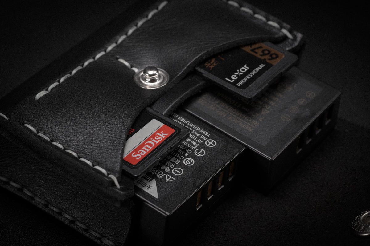 Leather Case for Battery and SD cards